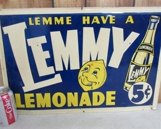 14 1/2" x 22" Metal LEMMY Lemonade Sign - Nice Condition - Price $185.00