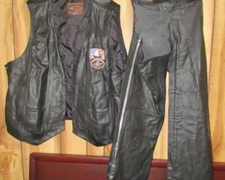 Leather Motorcycle Vest & Chaps - Price $150.00