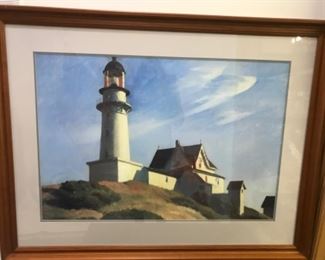 $100 This is a huge frame that is a picture of a lighthouse double matted maple frame in nice condition measures 48 x 37” 