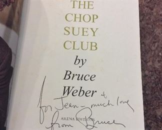 The Chop Suey Club, Bruce Weber, Arena Editions, 1999. ISBN 1892041197. Stated First Edition. Signed and Inscribed. Includes Invitation from the Film Department of the Los Angeles County Museum of Art for "An Evening with Bruce Weber" on the premier of his new film The Chop Suey Club. In Protective Mylar Sleeve. $148. 