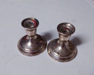 Pair of Sterling Silver Candle Holders  $50.00  3.25" Diameter x 3" Height  #HWW17