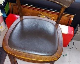 Wood and Faux Leather Studded Bar Stool  Continued