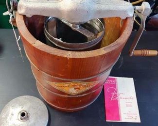 Triple Motion White Mountain Ice Cream Freezer  $150.00  GREAT CONDITION WITH MANUAL  12”d x 14.5”h  #HWW70