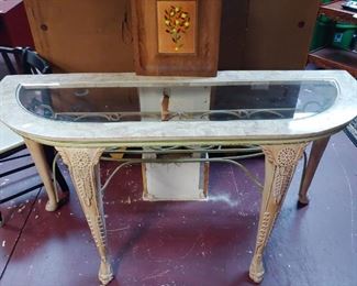 Marble Hall Glass Top Table  $300.00  60‘’ x 25‘’ x 39‘’  #HWW88