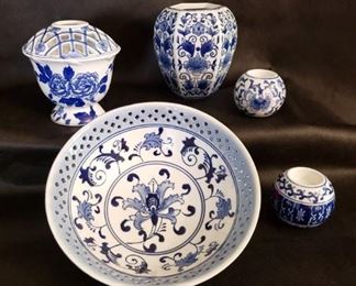 Baum Blue Rose Vase and Other Blue/White Pieces https://ctbids.com/#!/description/share/377355