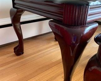 NOW $45...$125-Set of three matching tables; glass top coffee table and pair of end tables. The coffee bales has four panels of glass and measures approx. 48"x35" by 15" high and the end tables measures 26x23" x19" tall. Light scratching on the glass  and some scratching on some the legs. Overall, in very good condition. 