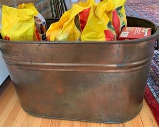 $20 Copper boiler with 6 Duraflame log, one Creosote Buster Log and one Creosote Sweeping Log. Boiler is 22.5" long by 11.5" wide. has some minor dents/sold as-is. 