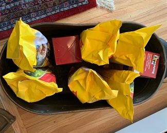 $20 Copper boiler with 6 Duraflame log, one Creosote Buster Log and one Creosote Sweeping Log. Boiler is 22.5" long by 11.5" wide. has some minor dents/sold as-is. 