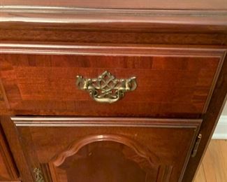 $100- Buffet Server. No scratches on top. 5 drawer storage with two cabinets doors for additional storage. Forgot to measure this one- sorry.