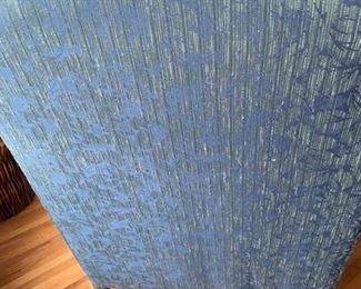 Now $25!  $45-Pair of upholstered high-back chairs in two tones of blue with a leaf pattern design and claw feet. One of the chairs is in poor condition and one is in very good condition. (poor condition chair has a stain on the seat and broken springs in the back) Price is basically, buy one and get the one that needs repair. Chairs each measure 34" arm to arm, seats measure 27"w x 19.5" and the back is 29" tall.