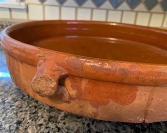 $10- Large terracota pan with wide mouth. 14.5" - 