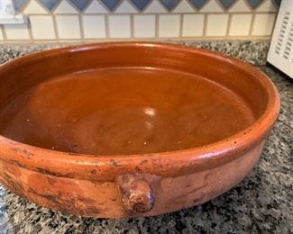 $10- Large terracota pan with wide mouth. 14.5" - 