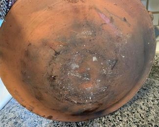 $10- Large terracota pan with wide mouth. 14.5" - 