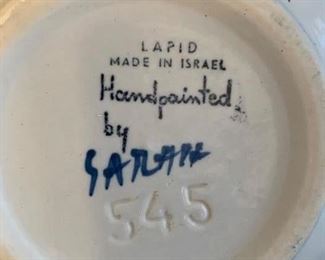 $25- set of Hand-Painted bowls- Lapid- made in Israel. The nesting bowls measure 12", 11", 9.75" and 8.5" and the more shallow larger one measures 12" 