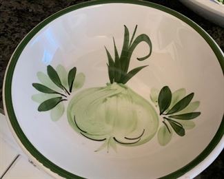 $10- ZRIKE Italy- hand painted salad bowls; one large serving bowl (14") and three individual bowls (8.25")