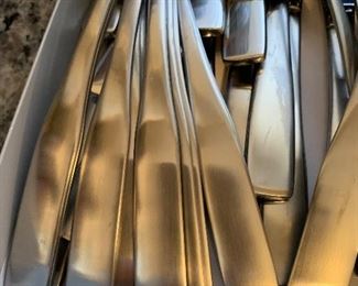 $50- Cambridge Stainless Flatware- 10 knives, 14 salad forks, 12 tablespoons, 25 teaspoons, 12 dinner forks, 1 serving spoon and one serving fork. Perfect for that college student in your life! 