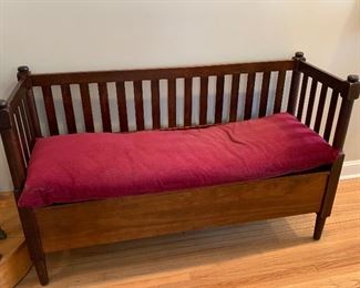 SOLD-  Wooden decorative STORAGE bench. 51" Long x 18" W. 32"  