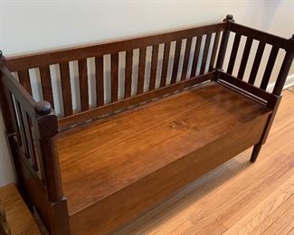 SOLD- Wooden decorative STORAGE bench. 51" Long x 18" W. 32" 
