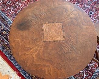 $12 for both- Set of two small inlaid accent tables in as-is condition. If your bored- could be a fun project to refinish them!