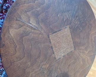 $12 for both- Set of two small inlaid accent tables in as-is condition. If your bored- could be a fun project to refinish them!