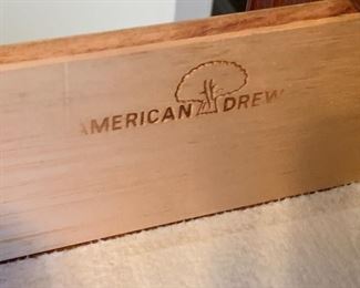 NOW $700!!----$1,200- GORGEOUS king bedroom SET. Includes Furniture by American Drew and features a high boy measuring approximately 7' tall by 38" wide at the bottom and 33.2" wide on the top.  Dresser with large.  mirror includes ten drawers for ample storage measuring 66" long by 19" wide. Also includes a four poster very beautiful bed with a mattress (NO stains) by Spring Air which honestly feels like you are sleeping on a cloud!. Set INCLUDES, sheets, a white comforter, and several pillows and extra blankets. 