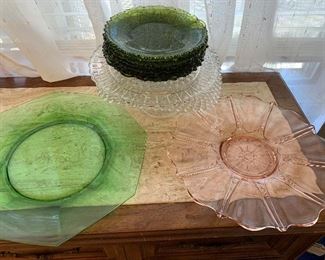 $15- Misc glassware/serving platters, and a cake platter 