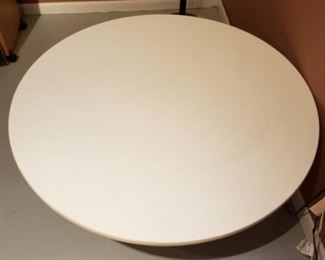 $10-Round white top coffee table with black legs. Top diameter 41" table height 16