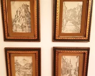 $45- LOT of four etchings by Cribbs 