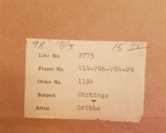 $45- LOT of four etchings by Cribbs 