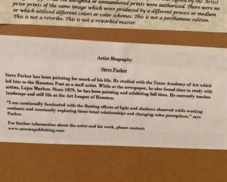 $300/Pair- Framed art By Steven Parker' Giclee on Somerset Paper.