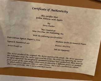 $300/Pair- Framed art By Steven Parker' Giclee on Somerset Paper.