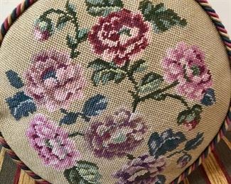 Needlepoint Round Pillow - $30  REDUCED TO $20