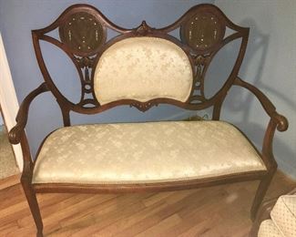 Antique settee w/ inlay designs