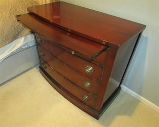 vintage mahogany bachelor's chest with pull out shelf