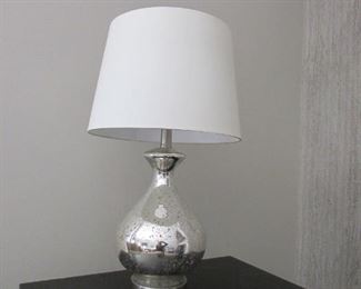 Mercury glass-style glass lamp with shade. 13"w X 23"h PRICE: $35.00