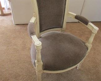 Vintage French-style fauteuil chair. Custom re-upholstered. 22"w X 33.5"h X 19"d PRICE: $160.00