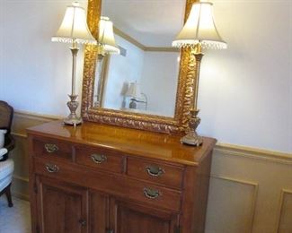 Dining room buffet, lamps, mirror (priced separately)