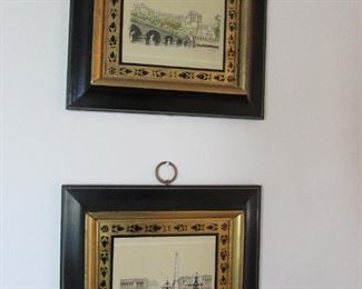 SET of (2) vintage framed prints. 8.5"w X 7.5"h. PRICE: $35.00 for PAIR