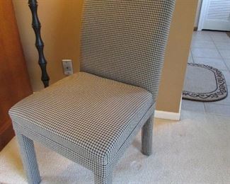 Upholstered accent chair. 19"w X 38"h X 26"d PRICE: $75.00