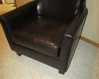 Faux leather armchair from World Market. 31.5"w X 32.5"h X 28"d PRICE: $150.00