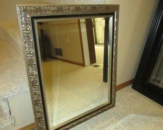 Ornate silvered mirror. 28"w X 34.5"h PRICE: $60.00