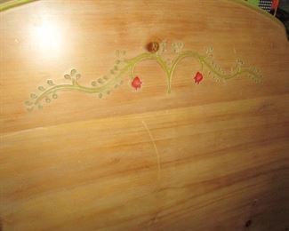 Detail of pine headboard.