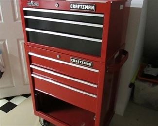 Craftsman 2-piece rolling tool box. 26.5"w X 47"h X 18"d EMPTY. (lacking bottom cover as seen in pictures). PRICE: $250.00 (Very clean!)