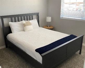 Queen Hemnes Luroy Charcoal Grey Bed Complete 47x65x83. Bed height 22in HxWxD