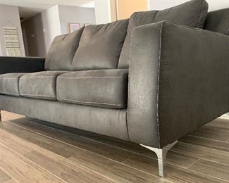 7ft Ashley Signature Contemporary Faux Suede Sofa/Couch 36x85x36 HxWxD