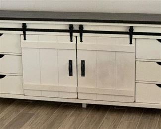 7ft Farmhouse Rustic Media Console 33x84.25x16.5in HxWxD