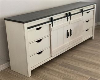 7ft Farmhouse Rustic Media Console 33x84.25x16.5in HxWxD