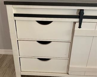 7ft Farmhouse Rustic Media Console 33x84.25x16.5in HxWxD