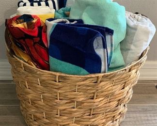 Wicker/Weave Basket of Beach Towels 16in H x 20in Diameter