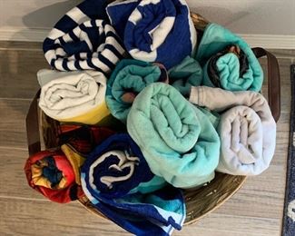 Wicker/Weave Basket of Beach Towels 16in H x 20in Diameter